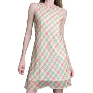 Vintage My Michelle 90s checkered orange green double-layered mini dress